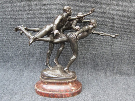 антикварная бронзовая скульптура к цели, автор буше