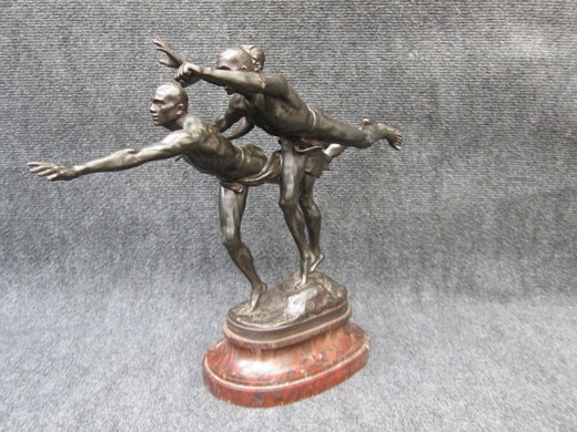 антикварная скульптура буше из бронзы, мрамор