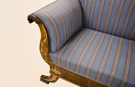 винтажный диван в стиле бидермайер из ореха, 19 век