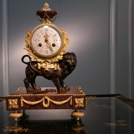 антикварные настольные часы из бронзы и мрамора, 19 век
