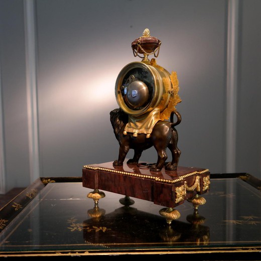 старинные настольные часы из бронзы и мрамора, 19 век
