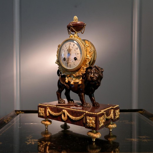 винтажные настольные часы из бронзы и мрамора, 19 век
