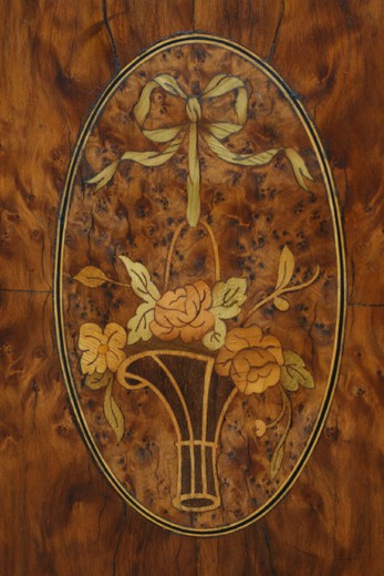 буфет ар деко из красного дерева и мрамора, 20 век, антиквариат