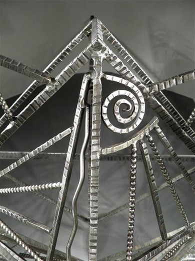 люстра из кованого железа и стекла, стиль ар деко, 20 век, антиквариат