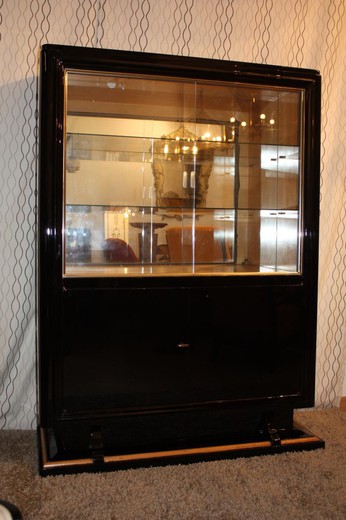 антикварная витрина в стиле ар деко из лакированного дерева, 20 век