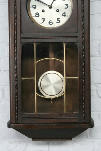 антикварные часы с маятником ар деко, дуб, начало 20 века