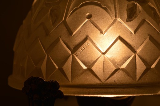 винтажная настольная лампа ар нуво из бронзы и стекла, 20 век
