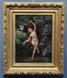 Антикварная картина "Девушка танцует"