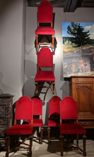 старинный набор стульев в стиле льеж, 20 век