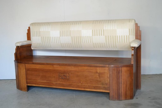 винтажная скамья в стиле ар деко из ореха, 20 век