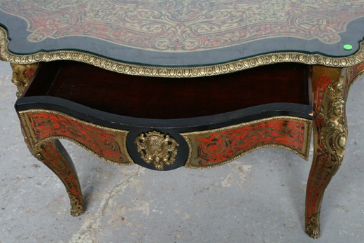 мебель антик - стол в стиле буль, красное дерево и бронза, 19 век