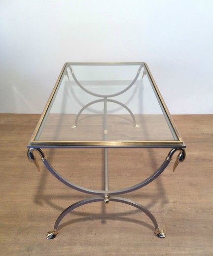 антикварная мебель - кофейный столик из стекла и латуни, 20 век