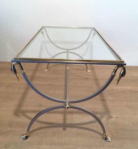 старинная мебель - кофейный столик из стекла и латуни, 20 век