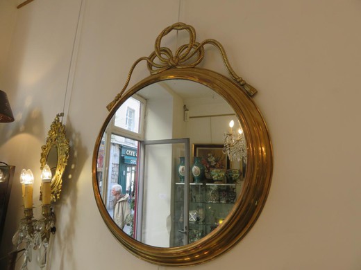 старинное круглое зеркало луи 16, латунь, 20 век