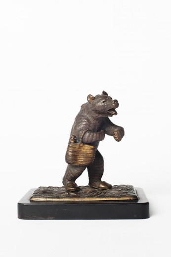 антикварная бронзовая скульптура медведя, 20 век