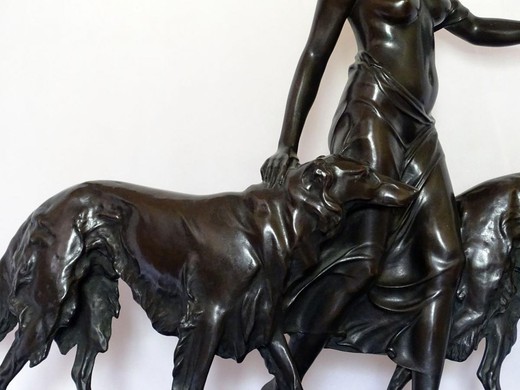 винтажная бронзовая скульптура богиня диана, 19 век