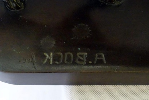 подписная бронзовая скульптура артура бокка, 19 век, антиквариат