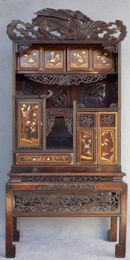 антикварный кабинет шибаяма из дерева в восточном стиле, 19 век