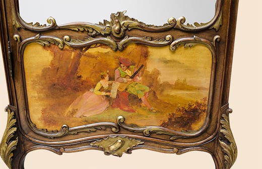 антикварная мебель - витрина в стиле луи 15 из ореха, 19 век