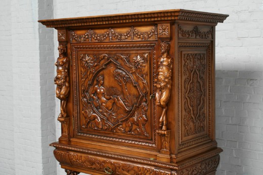 винтажный кабинет в стиле ренессанс из ореха, 19 век