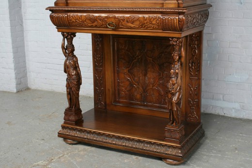 кабинет из ореха в стиле ренессанс, антиквариат, 19 век