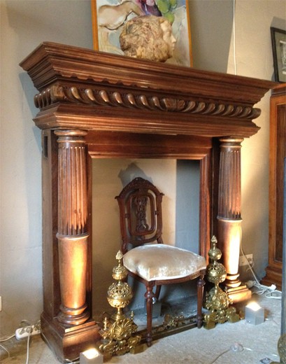 fireplace carved oak antique wooden fire mantel old fireplace