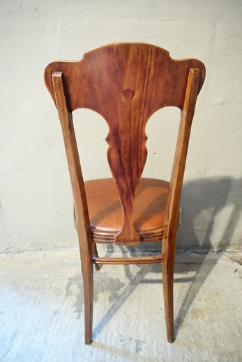Furniture antiques chair with leather seat Europe the beginning of XXth Century