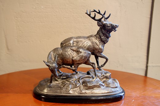 deer sculpture metal western europe the end of XIXth century old antique gifts and interior pieces antiques shop in Moscow