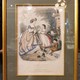 Antique engraving "With a dove at the fountain"