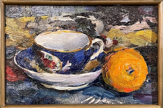 Antique painting "Still life with a cup"