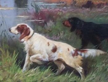 Antique painting "Hunting dogs"