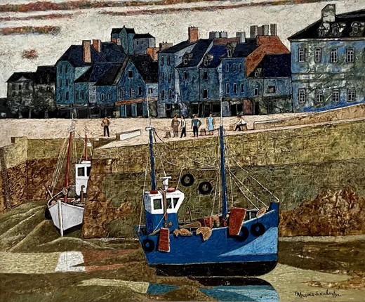 Antique painting "Pier"