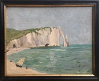 Antique painting "The Cliffs of Etretat"