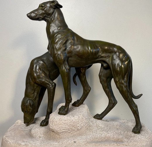Antique sculpture "Greyhounds"