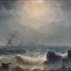 Antique pair paintings "Storm and Calm"