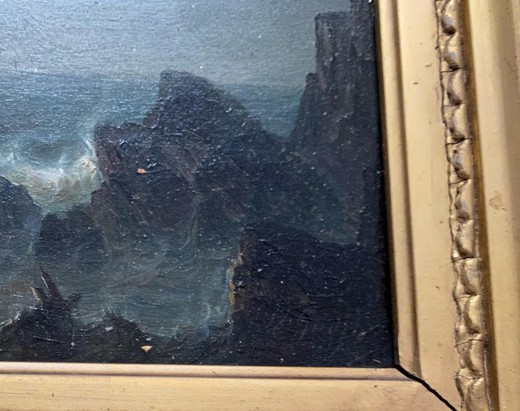 Antique pair paintings "Storm and Calm"