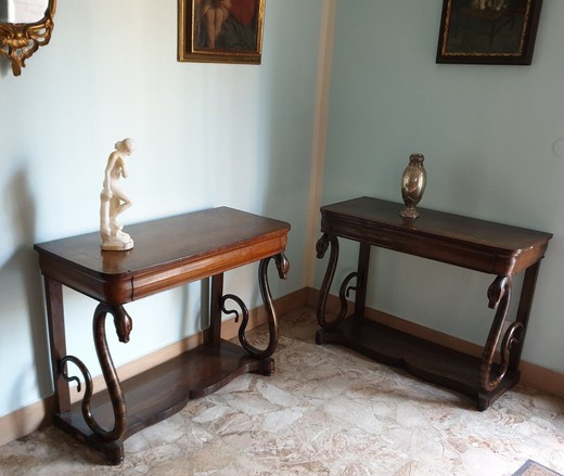 Antique twin consoles