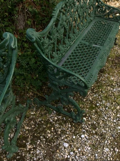 Antique paired garden benches