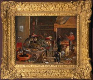 Antique painting "Banquet of monkeys"
