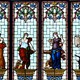 4 antique stained glass windows "the art of letter"