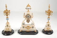 Antique mantel clock with candelabras