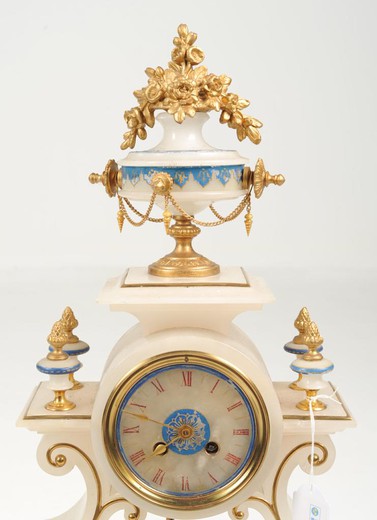 Antique mantel clock with candelabras