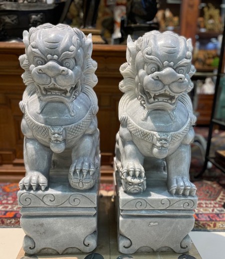 Антикварные парные скульптуры «Собаки Фо»