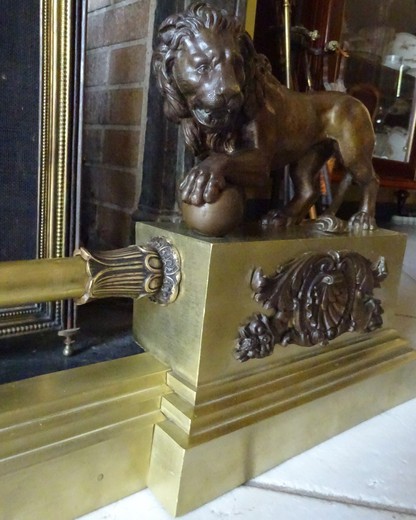 Antique Lions fireplace bar