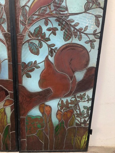 Antique art nouveau stained glass window
