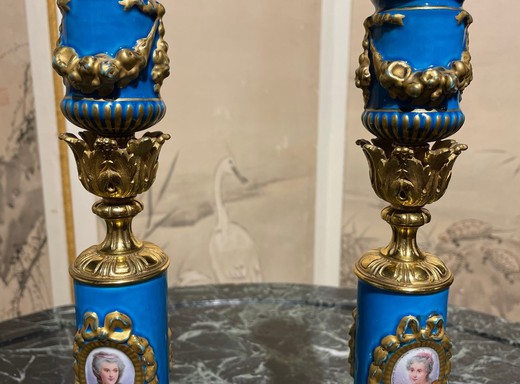 Antique pair candlesticks