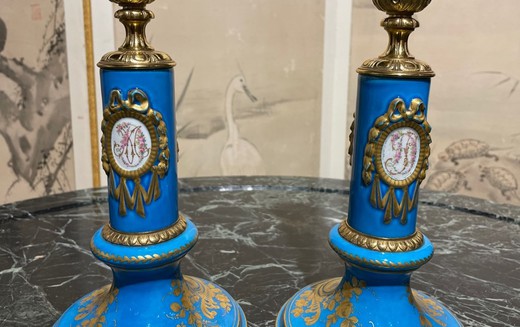 Antique pair candlesticks