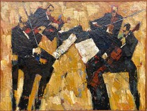 Antique painting "Quartet"