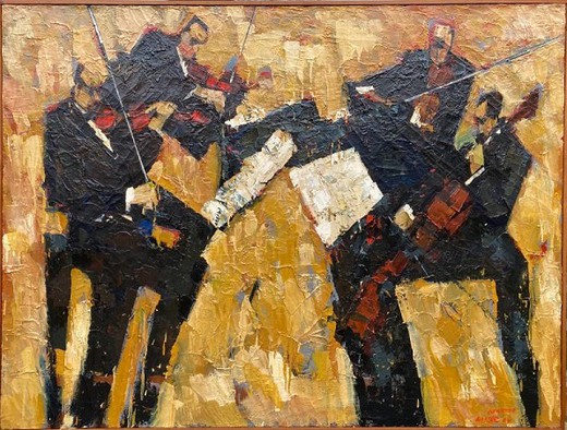 Antique painting "Quartet"