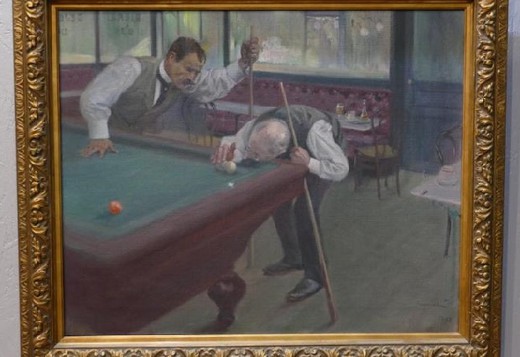 Antique painting "Billiard Party"